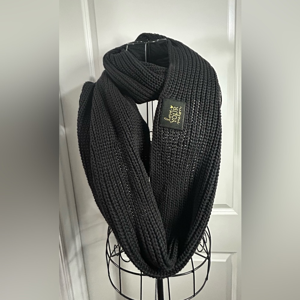 Love Your Melon Black Knit Infinity Scarf‎